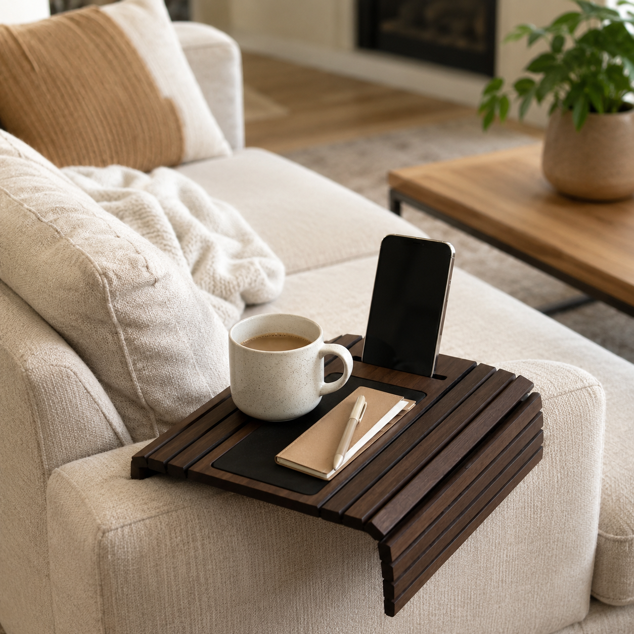 Wooden Sofa Armrest Tray - Image 2