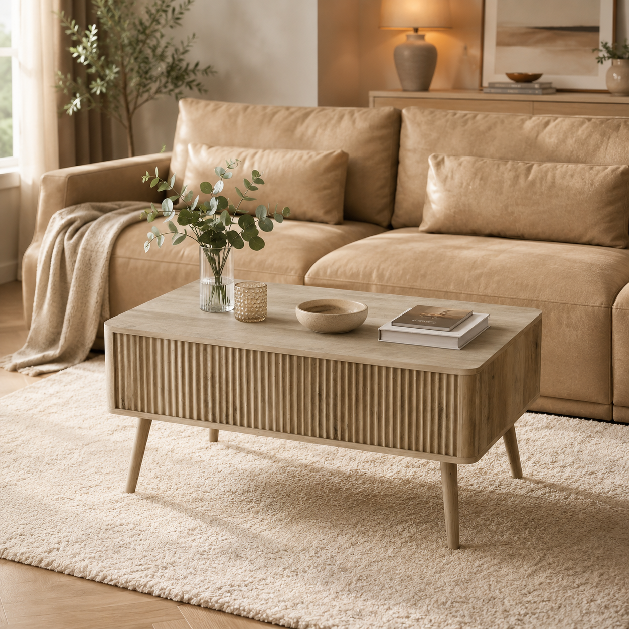 Fluted Lift-Top Coffee Table - Image 2