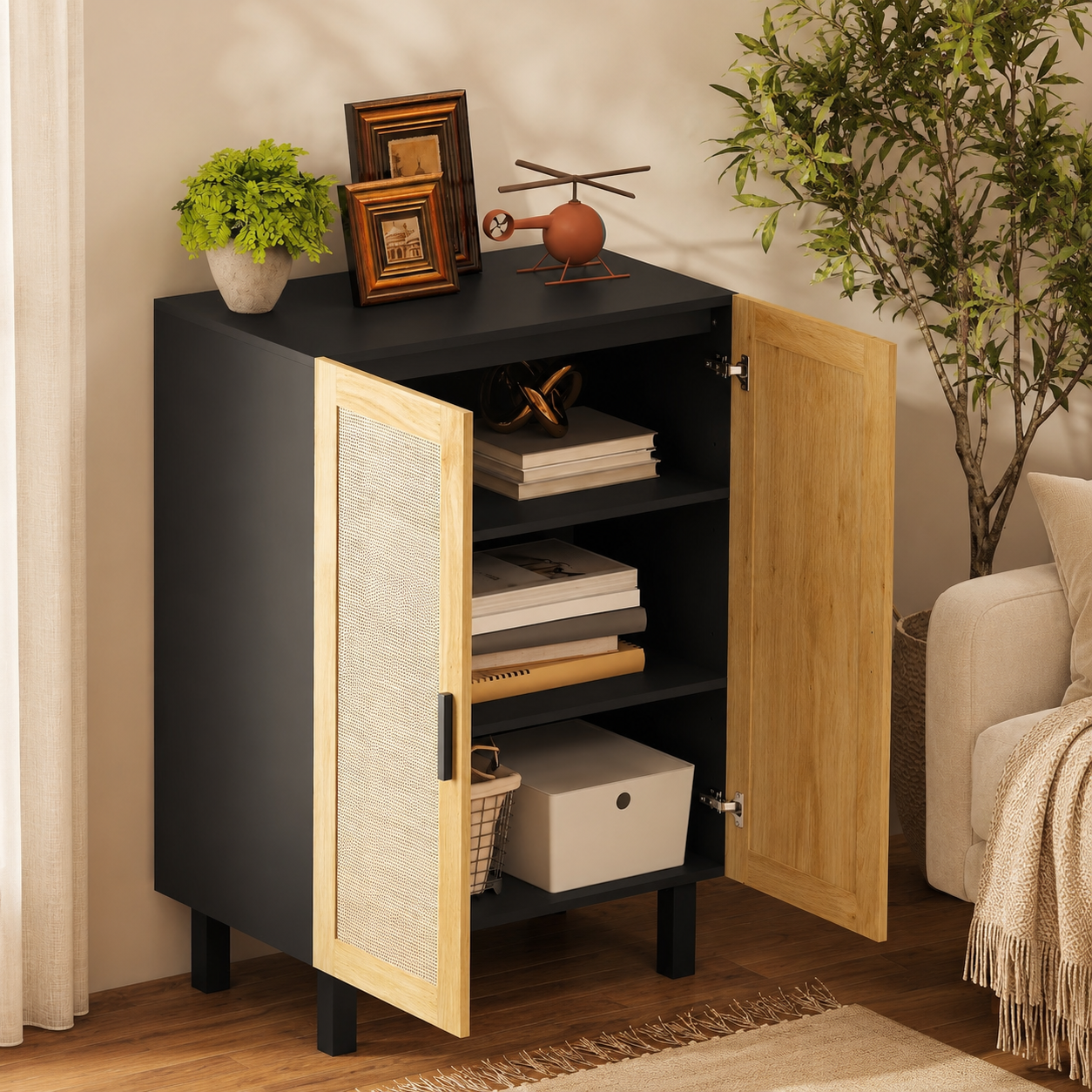 Boho Rattan Cabinet - Image 2