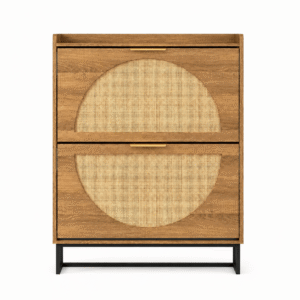 Rattan Shoe Storage Cabinet with Flip Drawers