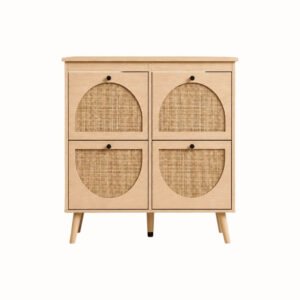 Narrow Shoe Storage Cabinet with 4 Flip Drawers
