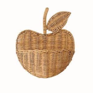 Apple-Shaped Wicker Storage Basket