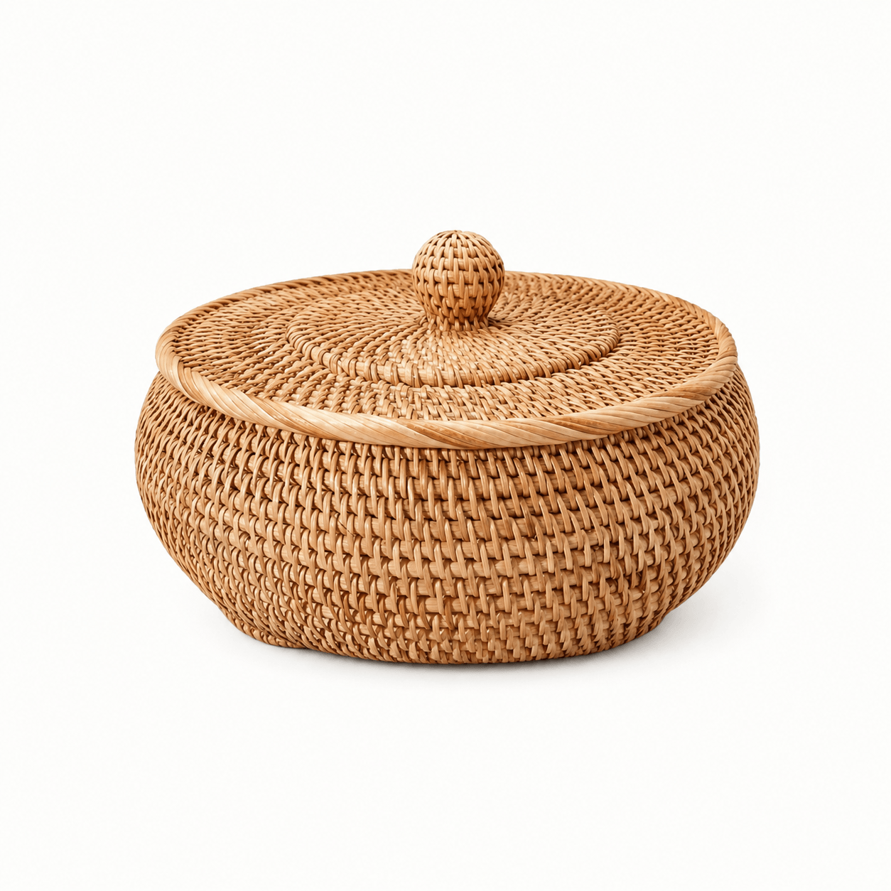 Lidded Rattan Storage Basket - Image 3