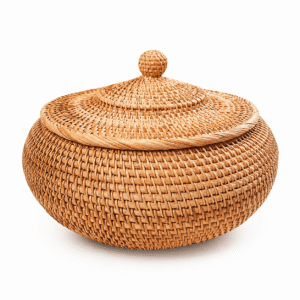 Lidded Rattan Storage Basket