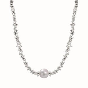 Silver Pearl Short Necklace