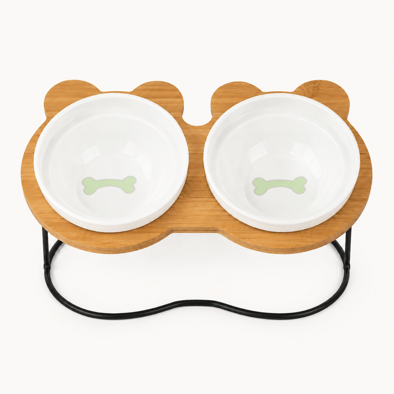 Ceramic Pet Bowls with Bamboo Stand