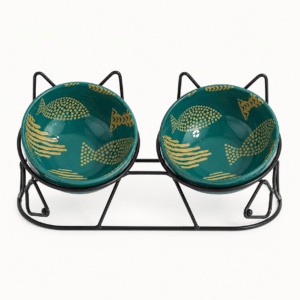 Fish & Whiskers Elevated Double Pet Bowl Set