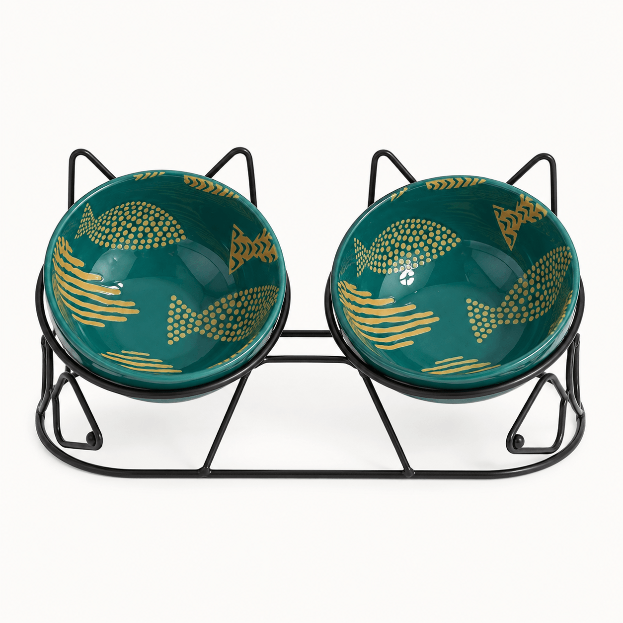 Fish & Whiskers Elevated Double Pet Bowl Set