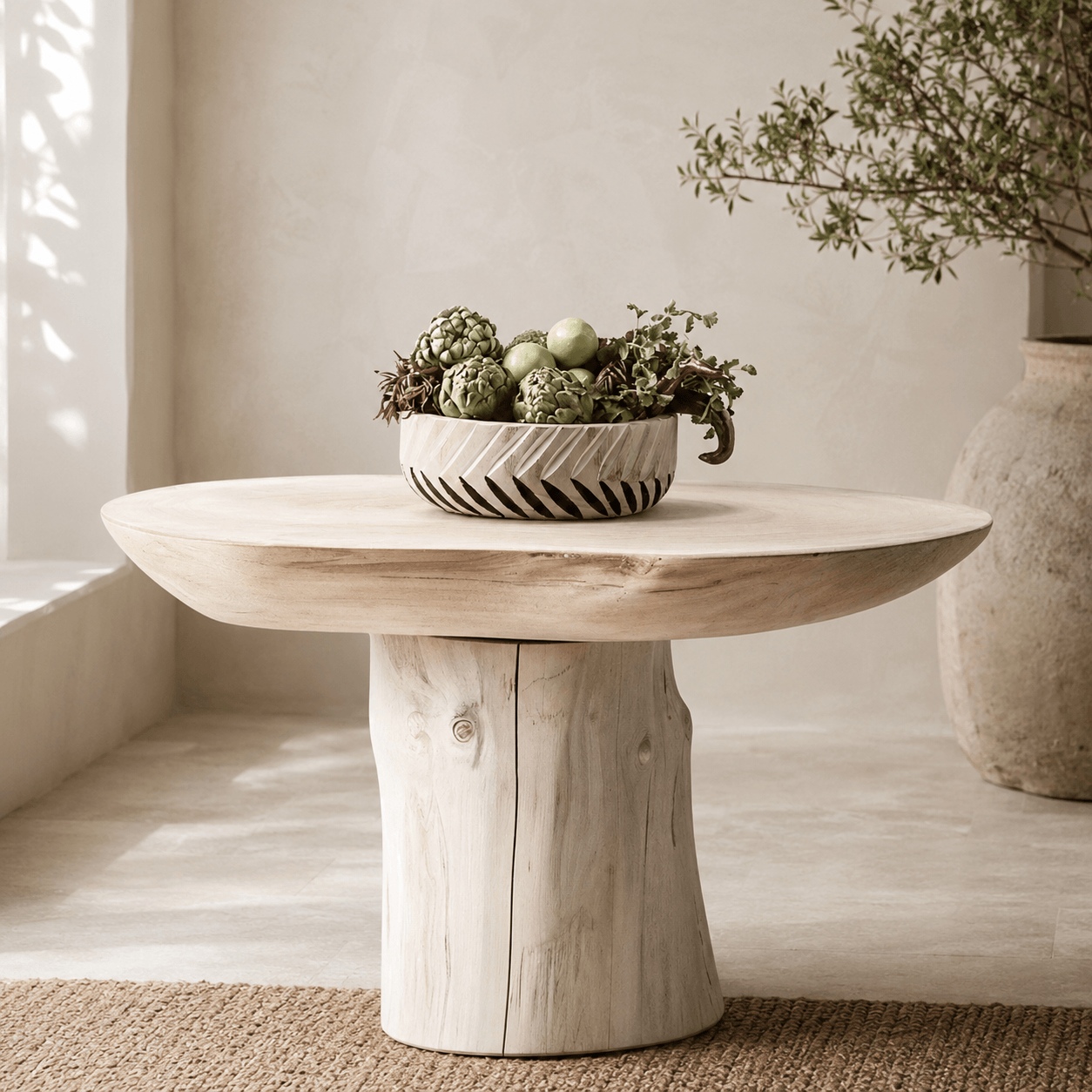 Round Wabi-Sabi Wooden Bowl - Image 3