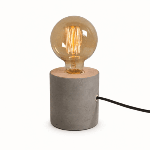 Industrial concrete table lamp with a minimalist cement base and warm Edison bulb, ideal for bedside tables, desks, shelves, and modern cozy home décor.