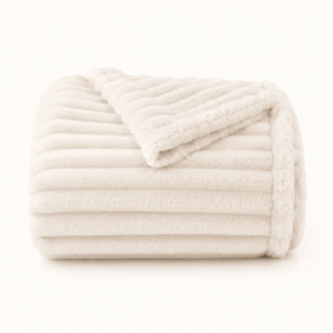 Plush Ribbed Knitted Throw Blanket