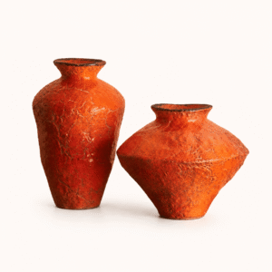 Handmade Wabi-Sabi rustic ceramic vase with a weathered vintage finish, perfect for dried flowers and modern organic, Japandi, Mediterranean, and rustic home décor.